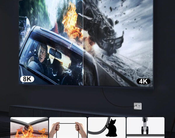 HDMI kabel optyczny 8K FIBBR 5M HDMI 2.1 48Gbps 8K@60Hz 4K@120Hz eARC - obrazek 4