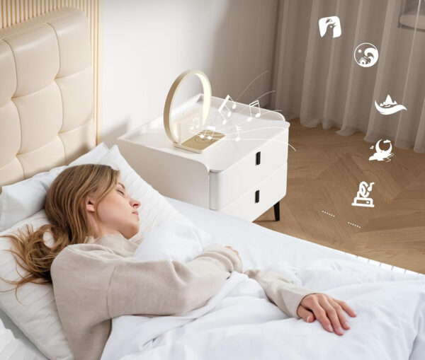 blonbar Lampa Nocna z Budzikiem i Ładowarką Bezprzewodową 10W - obrazek 2