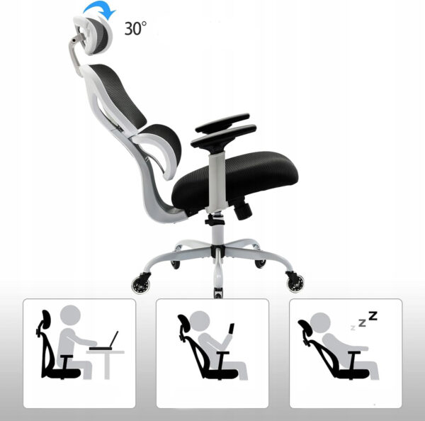 UŻYWANY Ergonomiczne krzesło biurowe KERDOM obrotowe białe KD-9070-F - obrazek 9