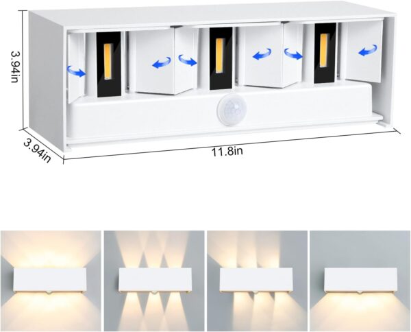 Zestaw 2 lamp ściennych z czujnikiem ruchu Kingwen 30W do domu - obrazek 3