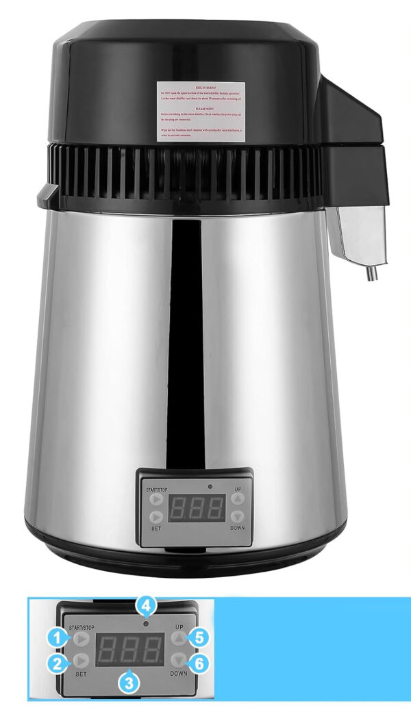 USZKODZONY/UŻYWANE Destylator wody 800W z dzbankiem szklanym, ze stali nierdzewnej filtrujący wodę - obrazek 4