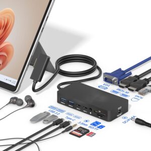 Stacja dokująca Yeemie Pro, MicroSD, VGA 1080P@60Hz, HDMI 4K@30Hz, USB 3.0