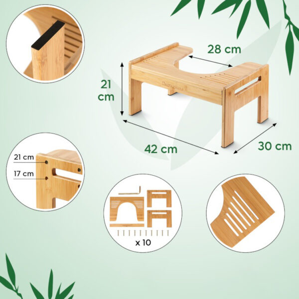 Podnóżek Squatty Potty Bois bambusowy do toalety naturalny styl 17/21cm - obrazek 3