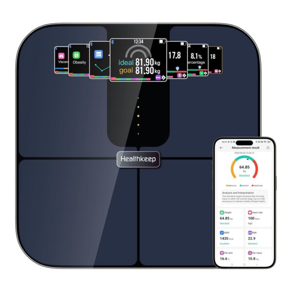 Waga łazienkowa Bluetooth z ekranem TFT Healthkeep CF588 25 niebieska