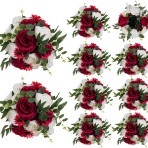 Kompozycje kwiatowe BLOSMON, 10 sztuk, 24 cm, bordowo-biały
