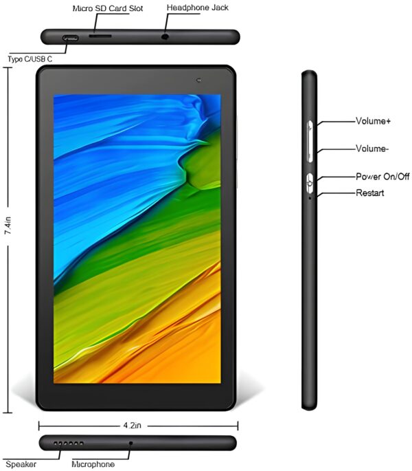 Tablet PRITOM 7 cali 32 GB - Android 11HD IPS, podwójny aparat, WiFi, Bluetooth - obrazek 3