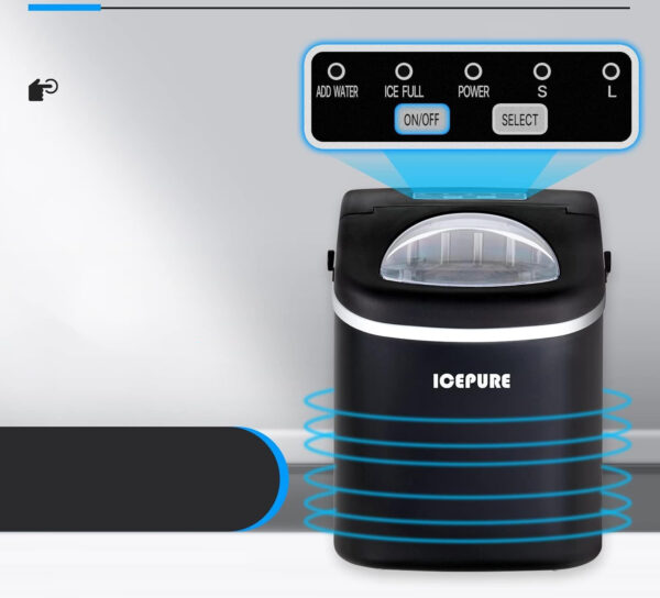 ICEPURE Mała maszyna do lodu, 9 kostek w 8 minut 20 kg dziennie, Uszkodzona - obrazek 5