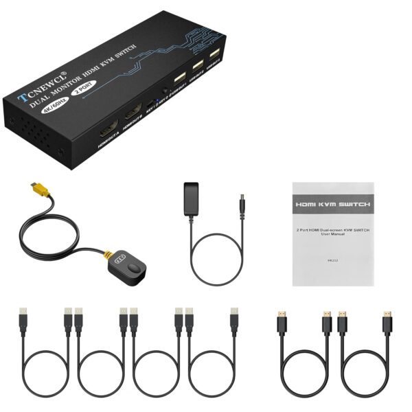 Przełącznik KVM HDMI TCNEWCL, 2 porty, 4 HDMI, 2 USB - obrazek 2