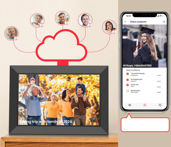 Frameo 10,1" cyfrowa ramka, WiFi, 32 GB, HD, dotykowa, 2 szt. - obrazek 6