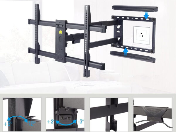 Uchwyt ścienny TV FORGING MOUNT HY9389-B, ramię 30", VESA 600x400 - obrazek 4