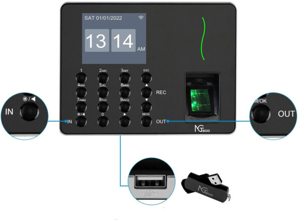 Zegar NGTeco NG-W3 Biometryczny zdalny kontroler czasu pracy - obrazek 7