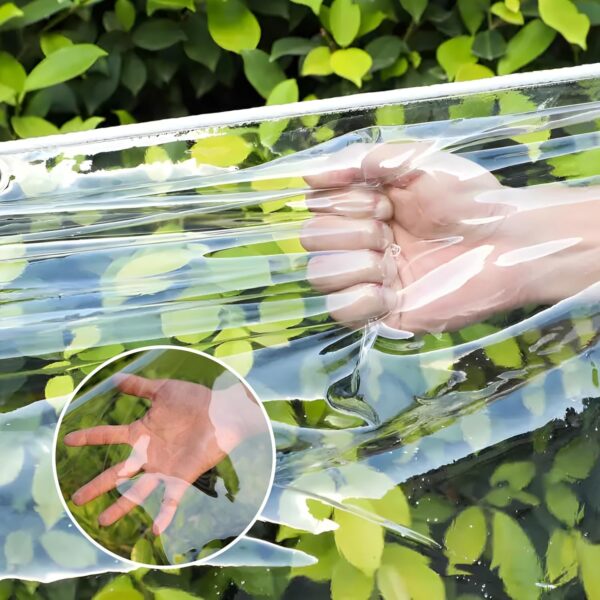 Przezroczysta wodoodporna plandeka SDFVSDF 2x3,5m z oczkami, PVC, Używany - obrazek 6