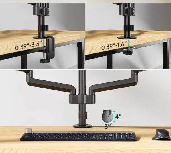 Uchwyt na 3 monitory WALI GSDM003, do 27", VESA 75/100 mm, czarny, Używany - obrazek 6