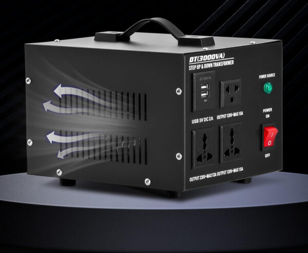 UŻYWANE Transformator CREWORKS DT(2000VA) 2000W 220V na 110V z auto-przełącznikiem USB EU/USA - obrazek 7
