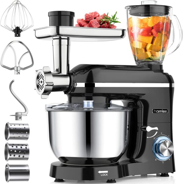 Robot kuchenny Homlee 3 w 1, 1800 W, 5,5 l wielofunkcyjny mikser z blenderem i maszynką do mięsa - obrazek 2