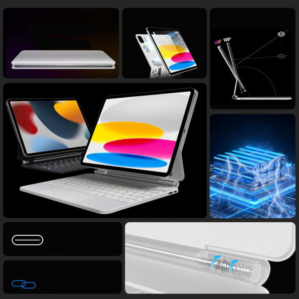 Używany Etui z klawiaturą nimin do iPada 11/10.9 generacji, AZERTY Bluetooth - obrazek 3