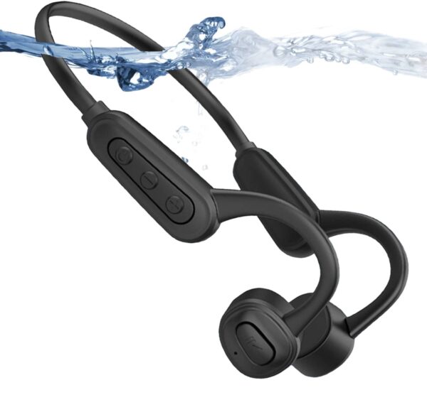 Słuchawki wodoodporne Bluetooth ESSONIO, IPX8, czarne uszkodzone