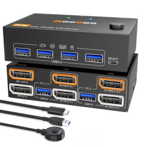 Przełącznik KVM 2x2 8K@30Hz/4K@144Hz USB 3.0 4×USB pilot kable w zestawie