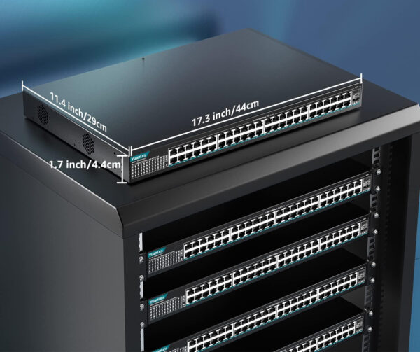 YuanLey 48-Portowy Switch Gigabit PoE, Metalowy 400W, Z SFP Uplink 1000Mbps - obrazek 2
