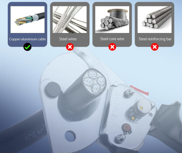 Obcinak do kabli NEWTRY XLJ-D-500, do 500mm², stal, wysuwany uchwyt - obrazek 2