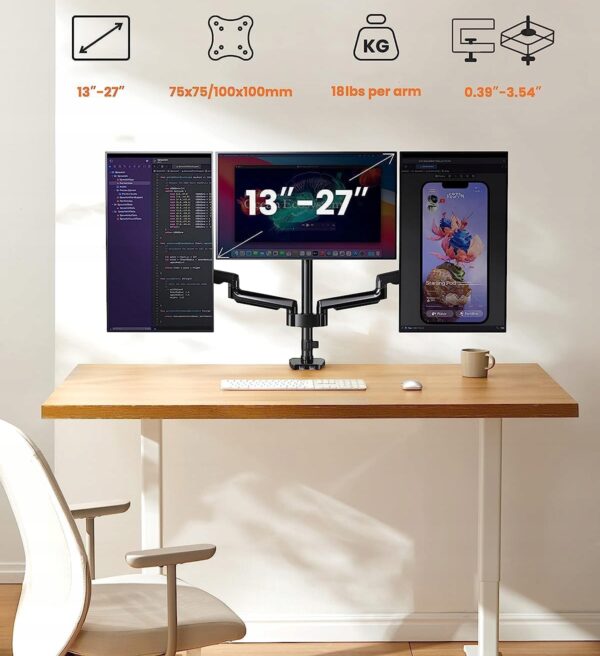 Uchwyt do monitora ErGear EGTS5B do 3 ekranów 13-27'', do 8kg, Powystawowy - obrazek 6