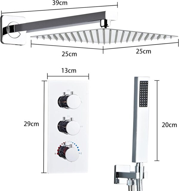 Zestaw prysznicowy Sanitemodar LYXT-AC-HW-25-Chrome z termostatem 25x25cm - obrazek 6