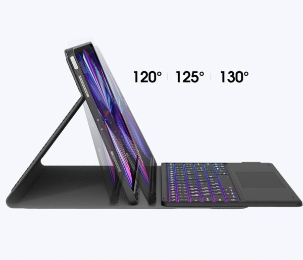 Etui Earto z klawiaturą QWERTZ do iPada Pro 12.9, 7 kolorów podświetlenia, czarne - obrazek 3