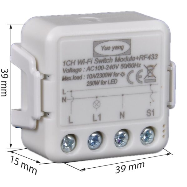 Włącznik Wi-Fi Yueyang W-SEC01 10A/2300W, sterowanie aplikacją, 8 szt. - obrazek 2