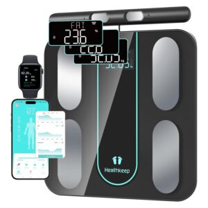 Waga podłogowa Healthkeep, na Androida i iOS, 180 kg inteligentna waga łazienkowa Bluetooth analiza składu ciała