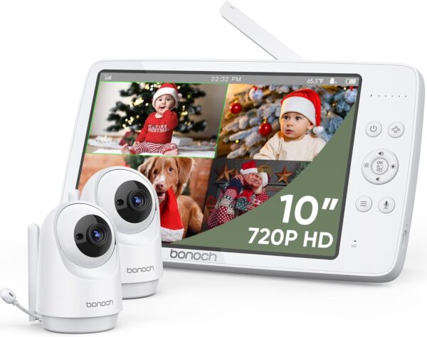 UŻYWANA Niania wideo bonoch 10000mAh IP65 720MP 20W kamera z monitorem dla dziecka i trybem nocnym