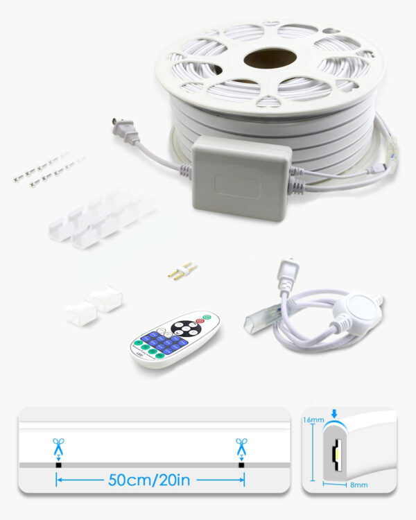 Taśma LED Neon 15m 3000K Ciepła Biała IP65 + Pilot, Ściemniacz 120 LED/m ( Brak oryginalnego opakowania) - obrazek 6