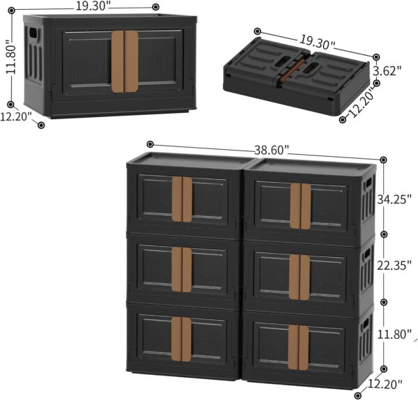 Plastikowe pudełko do przechowywania HAIXIN 32 L, 6 sztuk, czarne - obrazek 4