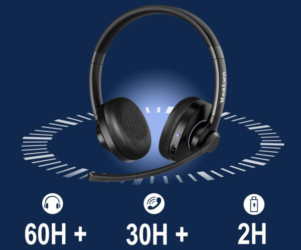 Weatwo Słuchawki Bluetooth z Podwójnym Mikrofonem CVC8.0 do Telefonów i PC - obrazek 4