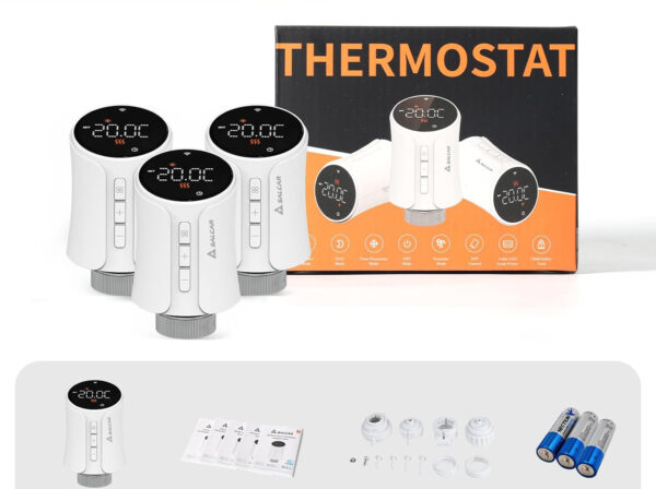 Zestaw 3 termostatów SALCAR WiFi Alexa Google Tuya z bateriami - obrazek 4