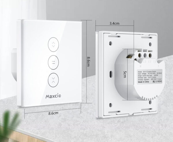 Przełącznik do żaluzji WiFi IP20 600W 240V Maxcio inteligentny POWYSTAWOWY - obrazek 2