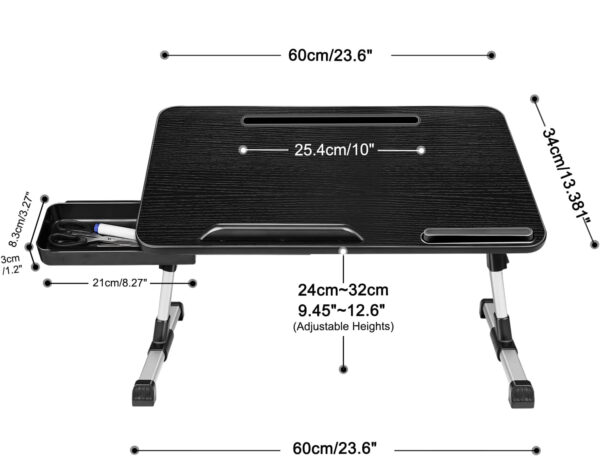 Stolik na laptopa AirOpen AC077 składany 60×34 cm czarny przenośny blat biurkowy z regulacją - obrazek 7