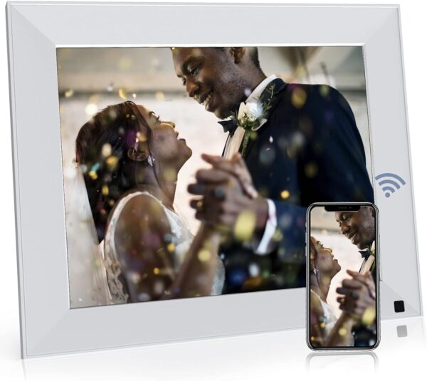 Ramka cyfrowa BSIMB WiFi 9 cali, z ekranem dotykowym IPS, 32 GB, biała