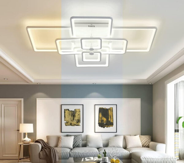 POWYSTAWOWA Nowoczesna lampa sufitowa LED 120W regulowana 8 kwadratów pilot - obrazek 3