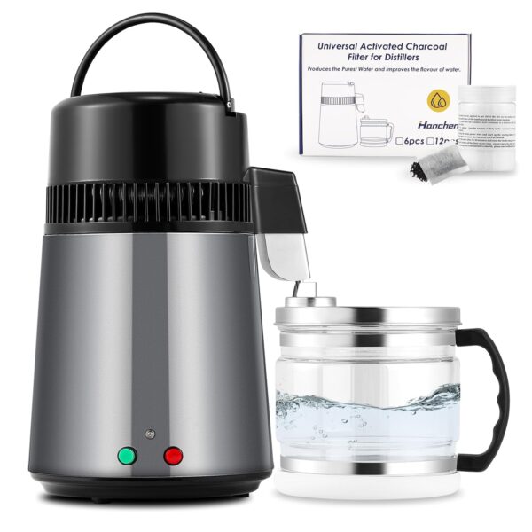 Destylator wody Hanchen, stal nierdzewna 304, 750 W, 4 l, ciemnoszara