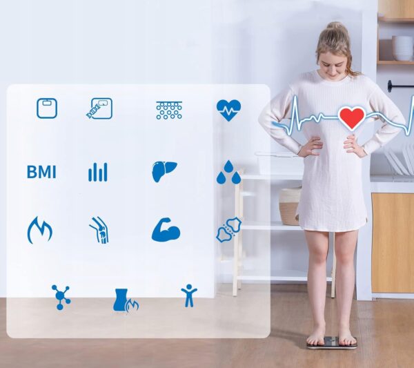 Waga z tkanką tłuszczową Lepulse, LCD Smart 180kg, czarny POWYSTAWOWA - obrazek 2