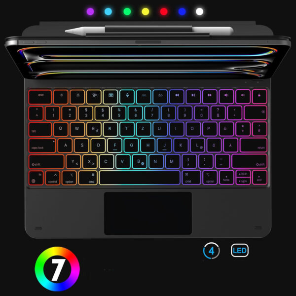 (Brak oryginalnego opakowania) Klawiatura Bluetooth z Etui iPad Pro 13" M4 2024 OMOTON KC011 QWERTZ DE podświetlana - obrazek 7