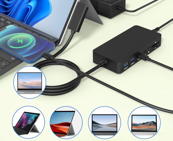 Stacja dokująca Yeemie Pro, MicroSD, VGA 1080P@60Hz, HDMI 4K@30Hz, USB 3.0 - obrazek 8