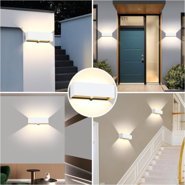 Kingwen Lampa ścienna z czujnikiem ruchu 30W, 3000K, IP65, biała - obrazek 4