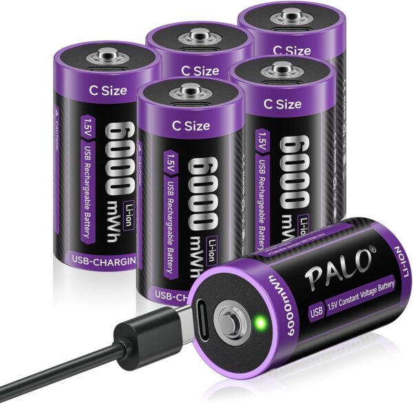 Baterie litowe C 6000mWh 1.5V Mspalocell USB-C, ponad 1500 cykli, 6 szt.