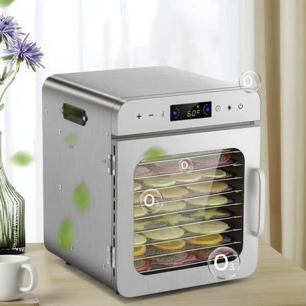 Dehydrator do suszenia owoców RESTEQ, 400 W, 10 półek, stal nierdzewna - obrazek 8