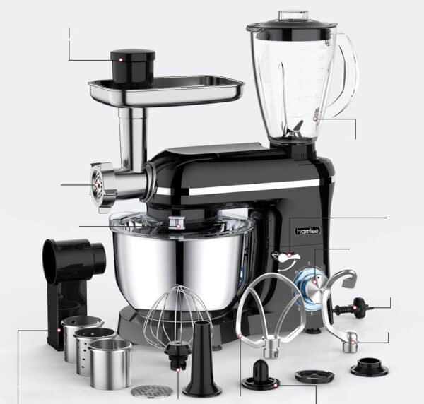 Robot kuchenny Homlee 3 w 1, 1800 W, 5,5 l wielofunkcyjny mikser z blenderem i maszynką do mięsa - obrazek 5