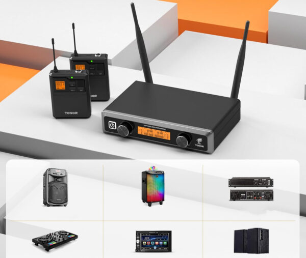 Bezprzewodowa mikrofonowa systema TONOR R23166 zestaw dwóch mikrofonów z odbiornikiem idealny do karaoke i prezentacji - obrazek 7