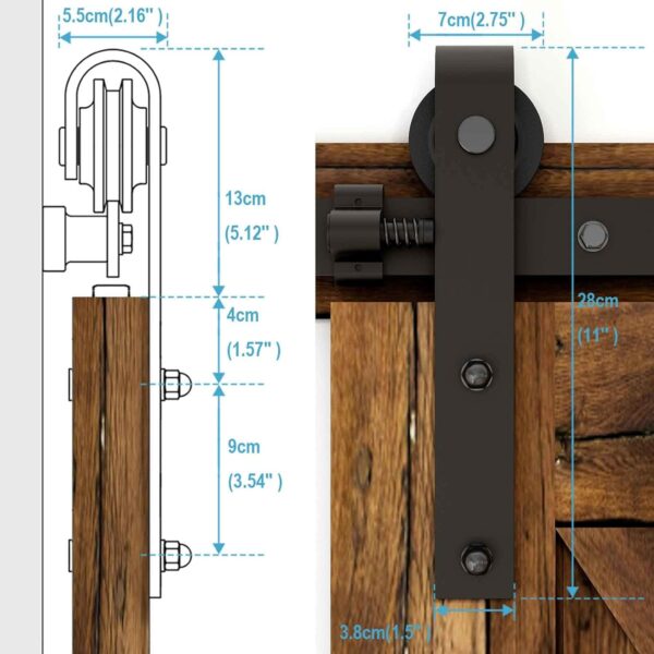 System drzwi przesuwnych CCJH 213 cm czarny zestaw z wieszakiem typu J - obrazek 8