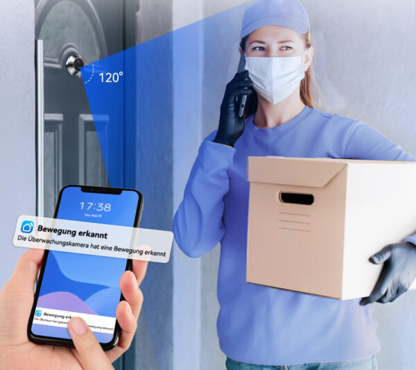 Dzwonek WiFi z kamerą i ekranem 4,3" kolorowym, szeroki kąt 120°, sensor PIR - obrazek 3