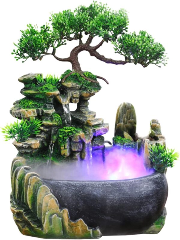 Fontanna Waterfall Decor LED 20 x 20 x 13 cm dekoracyjna fontanna z podświetleniem Ejoyous